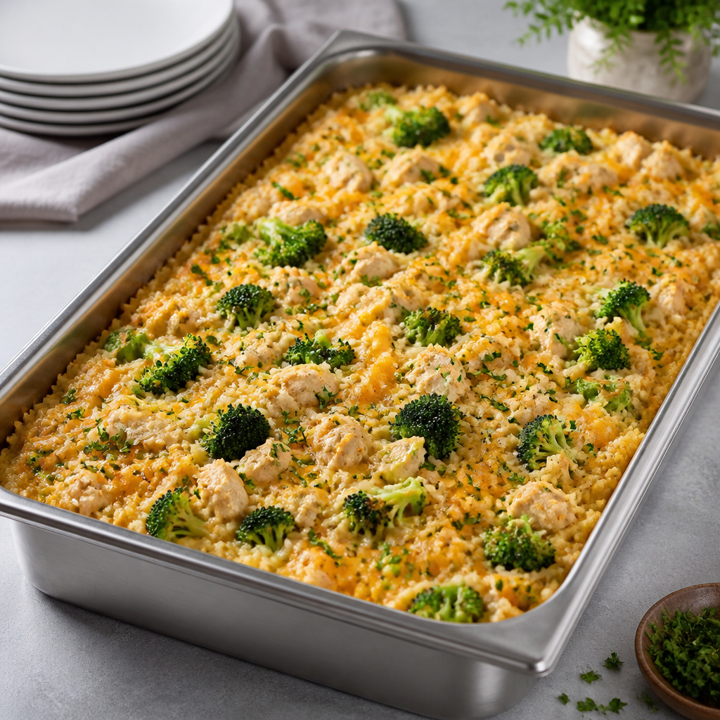 Broccoli Chicken Rice Casserole — Full Pan