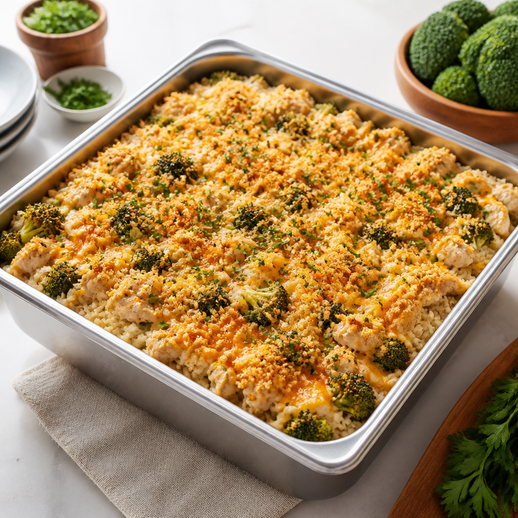 Broccoli Chicken Rice Casserole — Half Pan