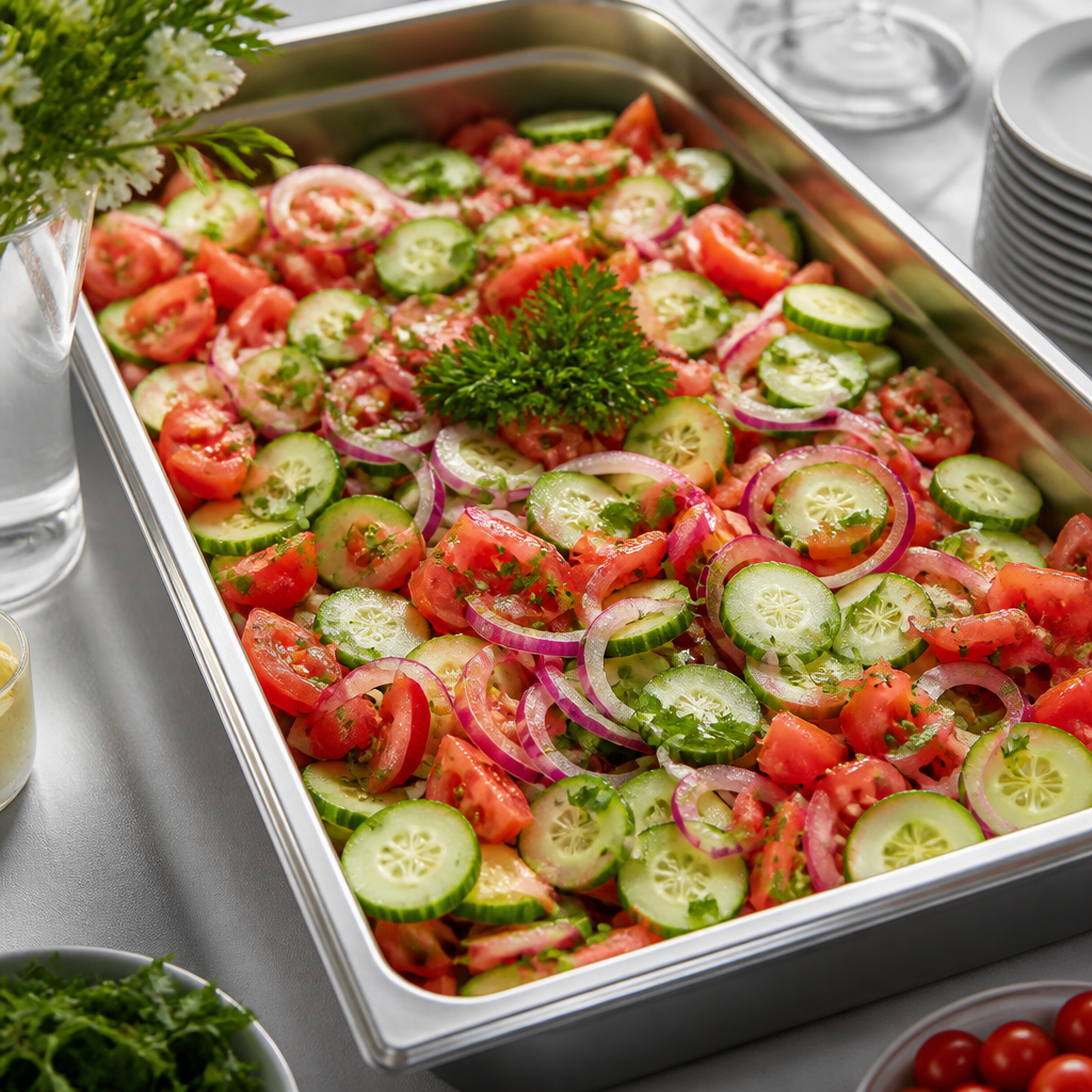 Cucumber Onion Tomato Salad — Full Pan